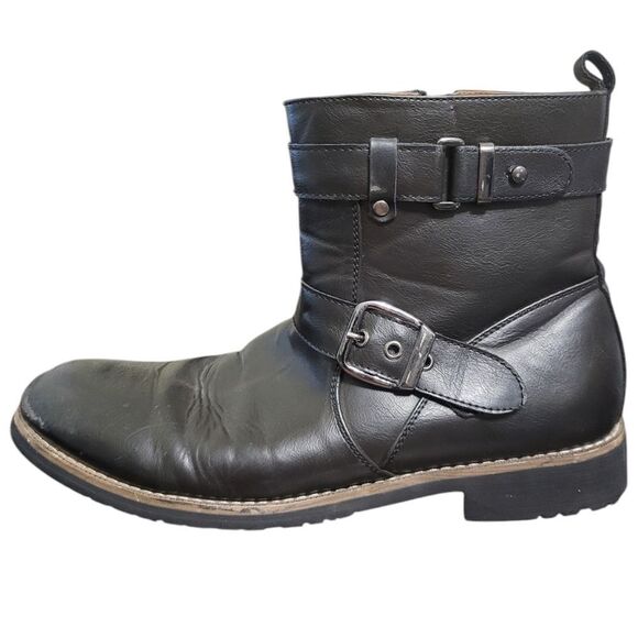 Polar Fox Wyatt Men's Boots Black Zipper Buckle Motorcycle MPX608005 , Size 8 - Picture 7 of 15